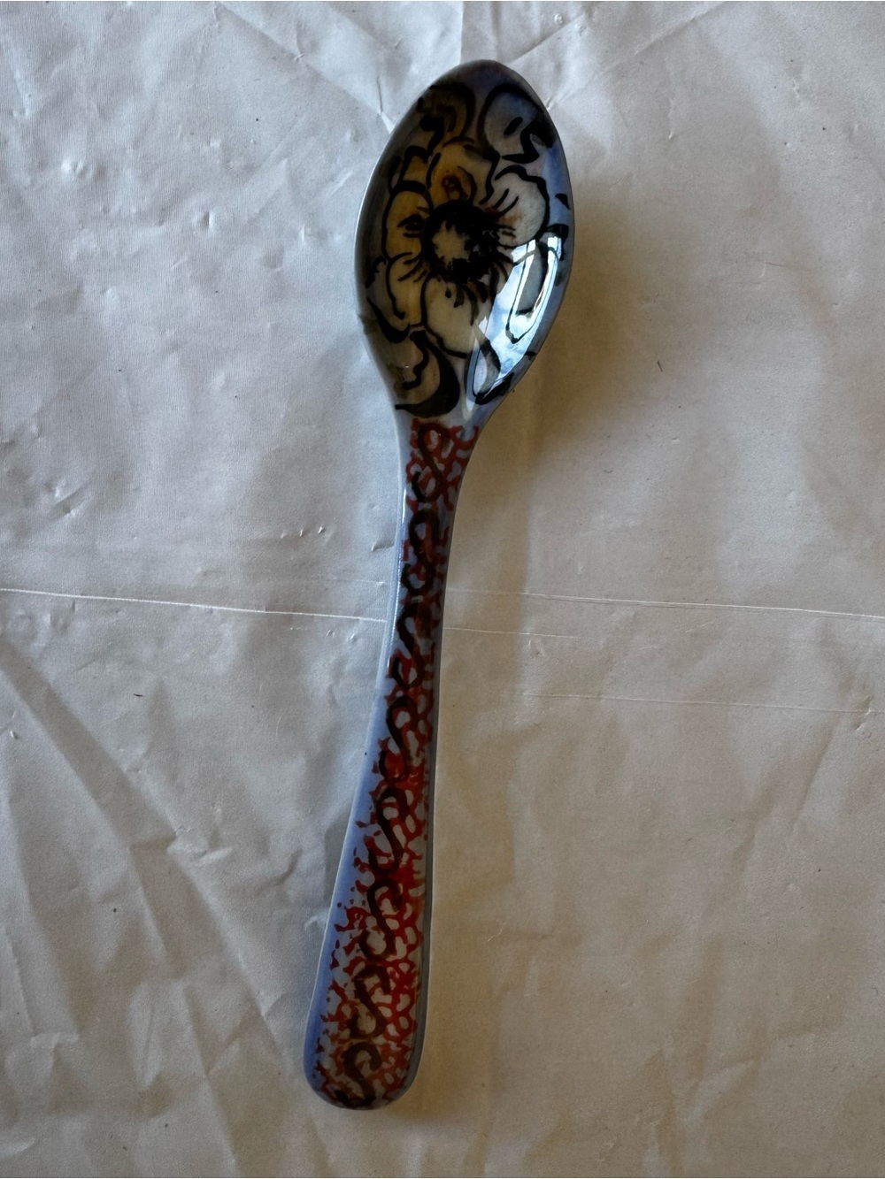 Polish Pottery Hand-Painted Ceramic Serving Spoon